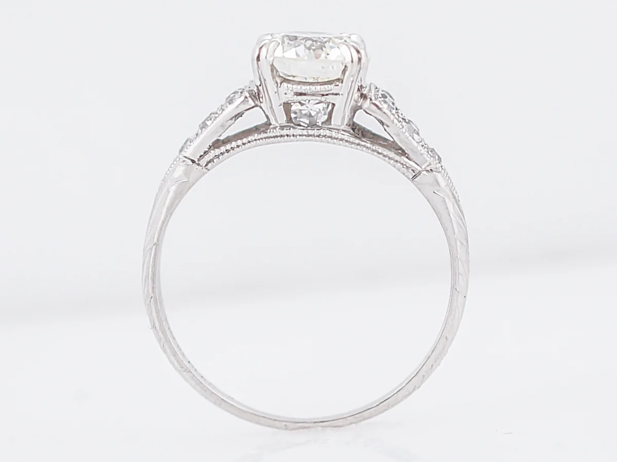 Antique Engagement Ring Art Deco 1.25 Old European Cut Diamond in Platinum - Image 5