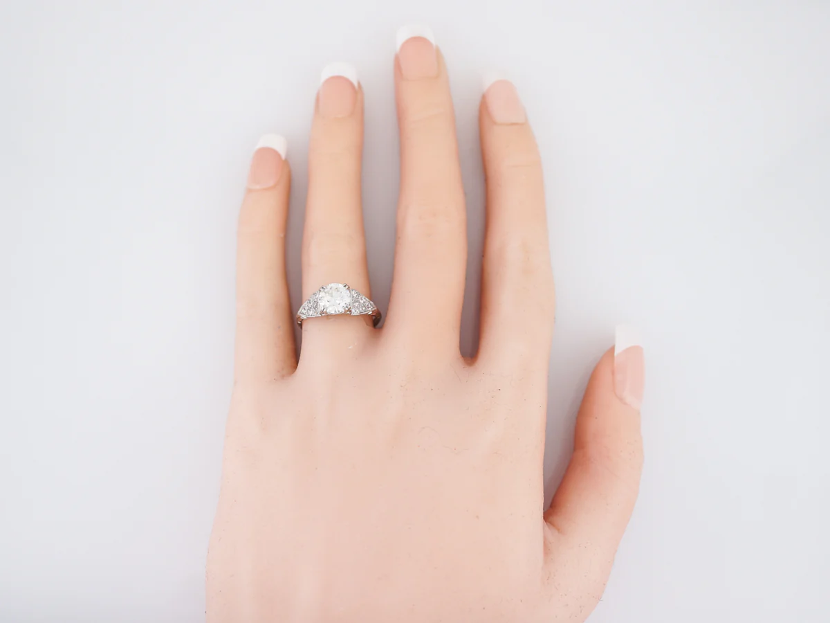Antique Engagement Ring Art Deco 1.25 Old European Cut Diamond in Platinum - Image 7