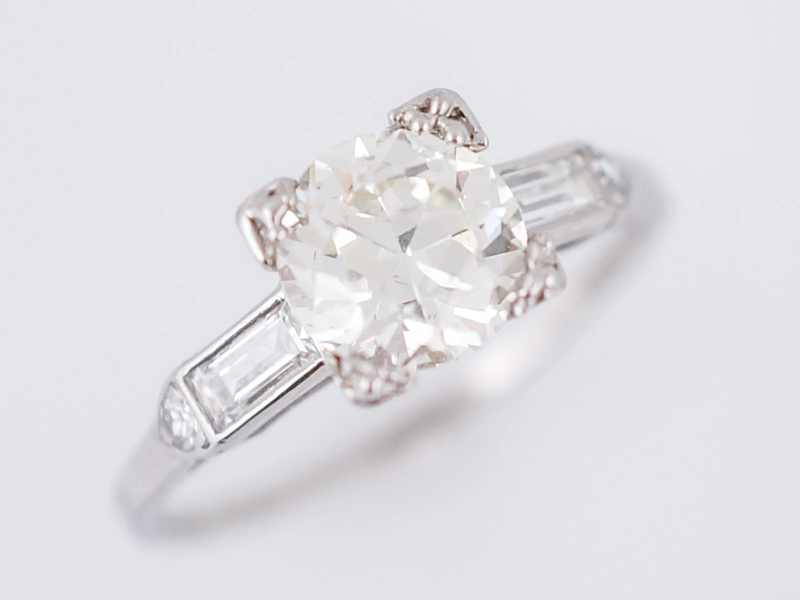 Antique Engagement Ring Art Deco 1.26 Old European Cut Diamond in Platinum - Image 4