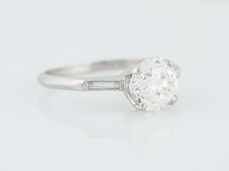 Antique Engagement Ring Art Deco 1.34 Old European Cut Diamond in Platinum - Image 2