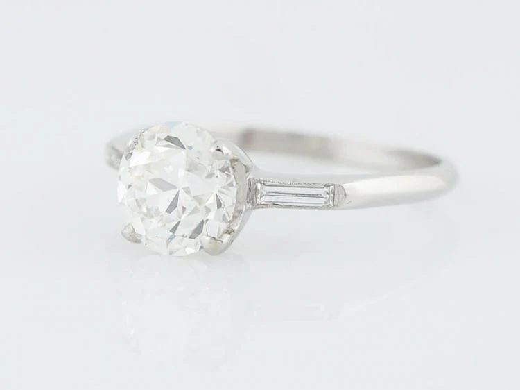 Antique Engagement Ring Art Deco 1.34 Old European Cut Diamond in Platinum - Image 3