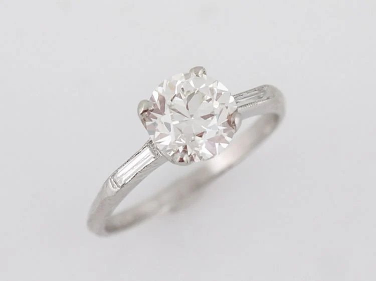 Antique Engagement Ring Art Deco 1.34 Old European Cut Diamond in Platinum - Image 4
