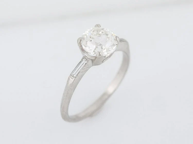 Antique Engagement Ring Art Deco 1.34 Old European Cut Diamond in Platinum - Image 5