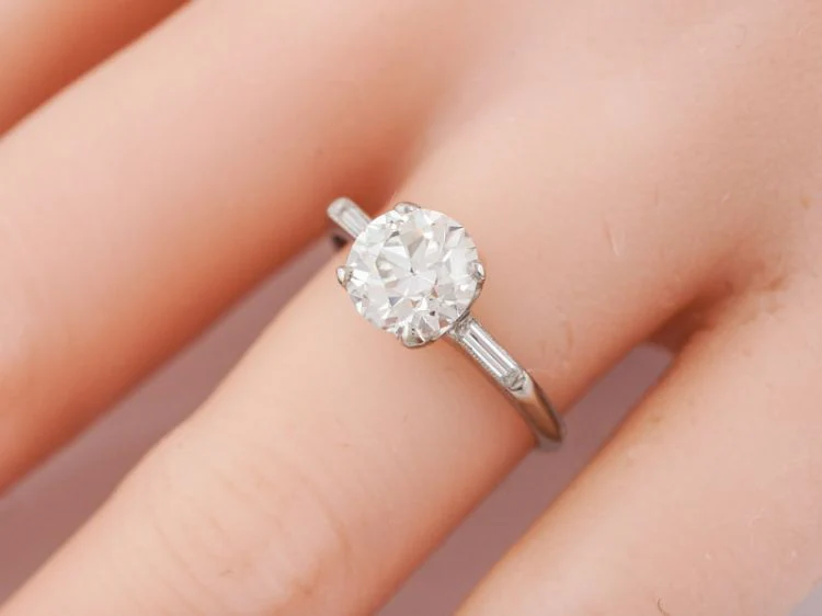 Antique Engagement Ring Art Deco 1.34 Old European Cut Diamond in Platinum - Image 7
