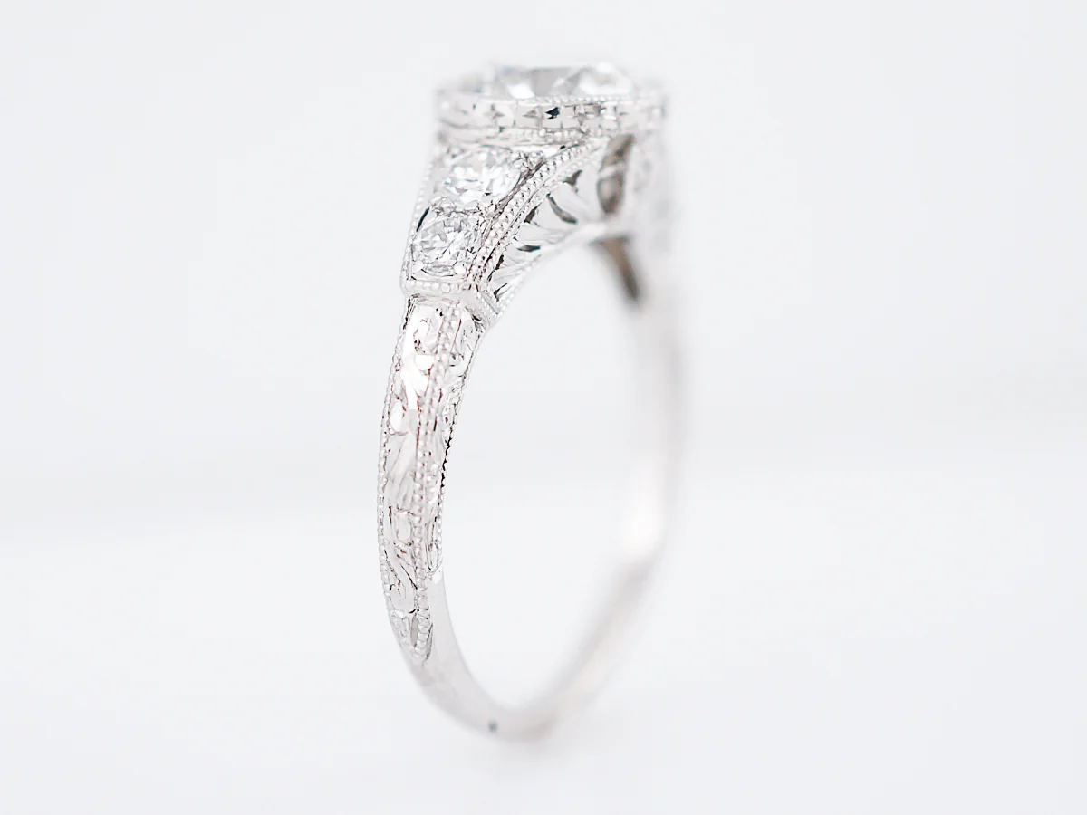 Antique Engagement Ring Art Deco 1.42 Round Brilliant Cut Diamond in Platinum - Image 5