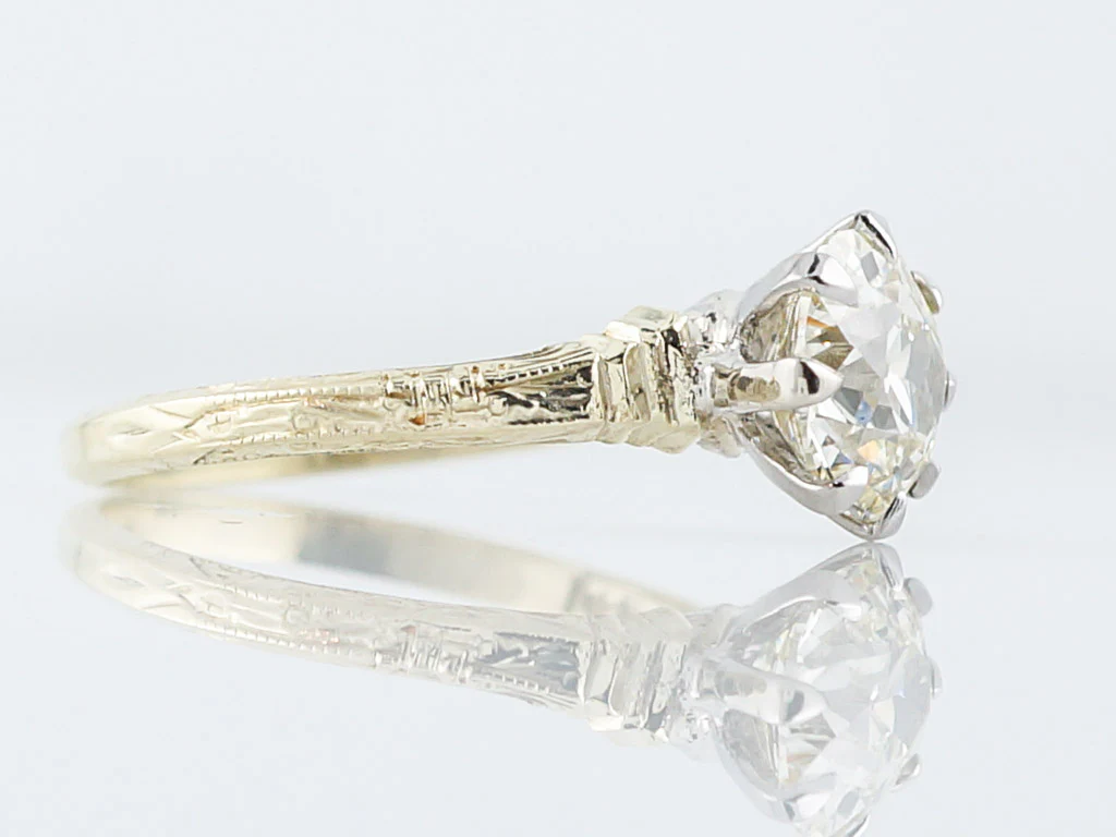 Antique Engagement Ring Art Deco 1.44 Old European Cut Diamond in 14k Yellow Gold - Image 3