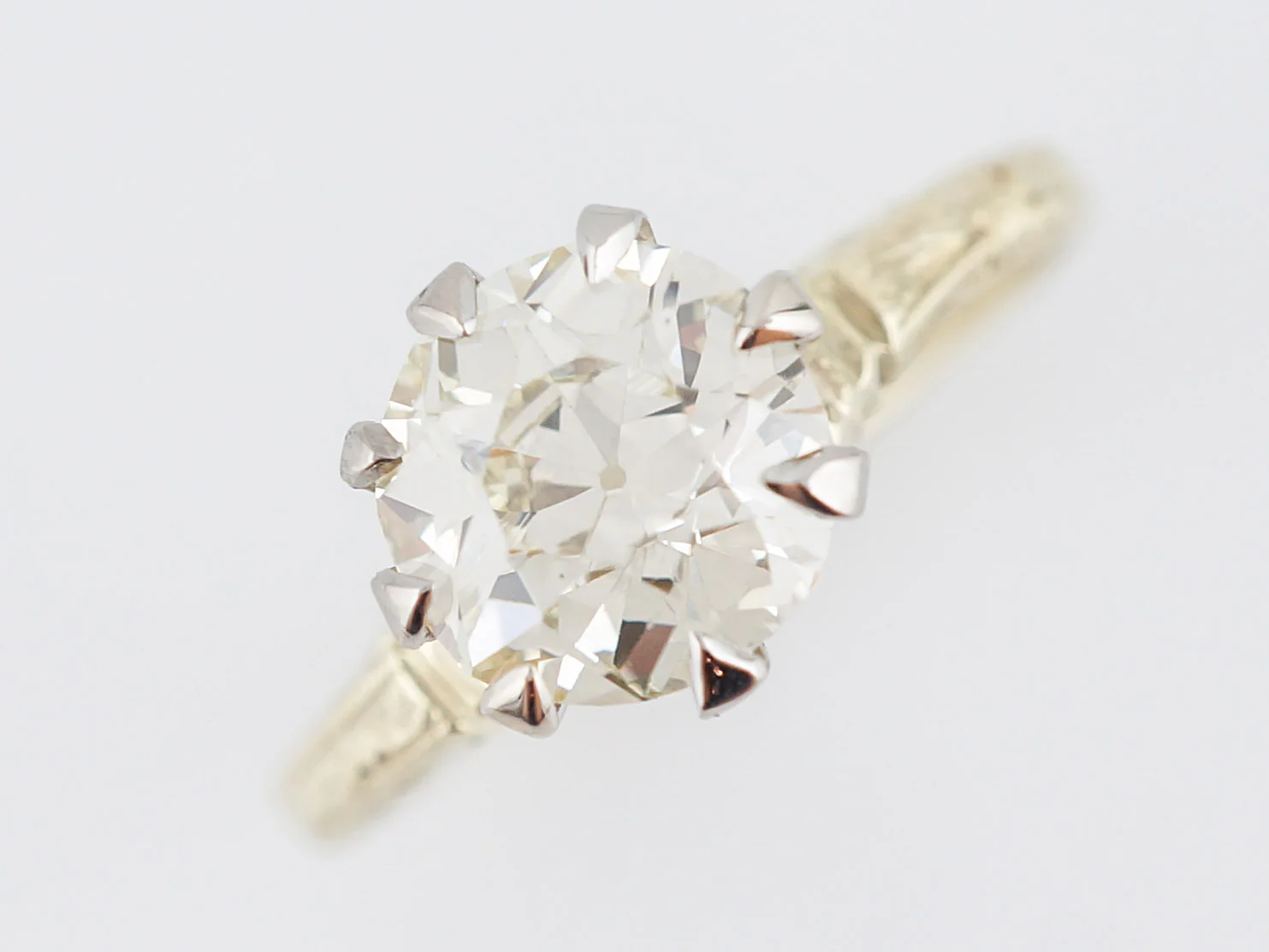 Antique Engagement Ring Art Deco 1.44 Old European Cut Diamond in 14k Yellow Gold - Image 4
