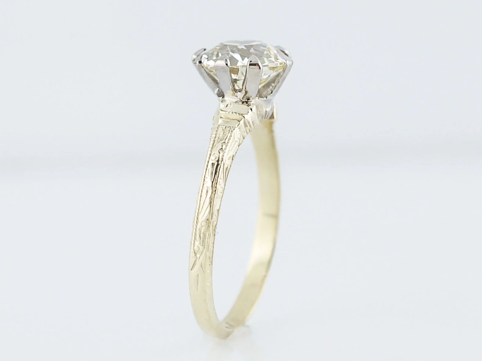 Antique Engagement Ring Art Deco 1.44 Old European Cut Diamond in 14k Yellow Gold - Image 5