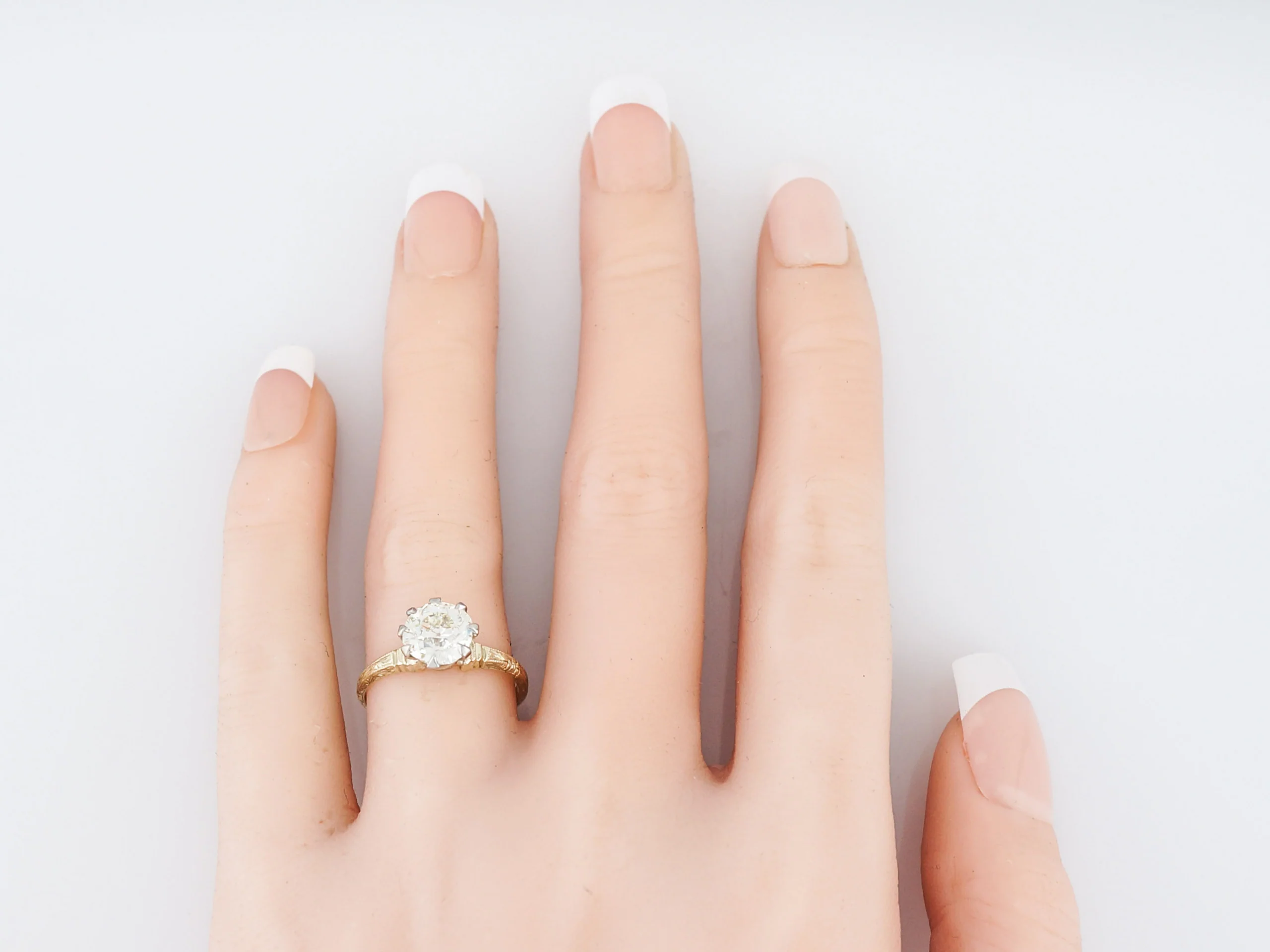 Antique Engagement Ring Art Deco 1.44 Old European Cut Diamond in 14k Yellow Gold - Image 6