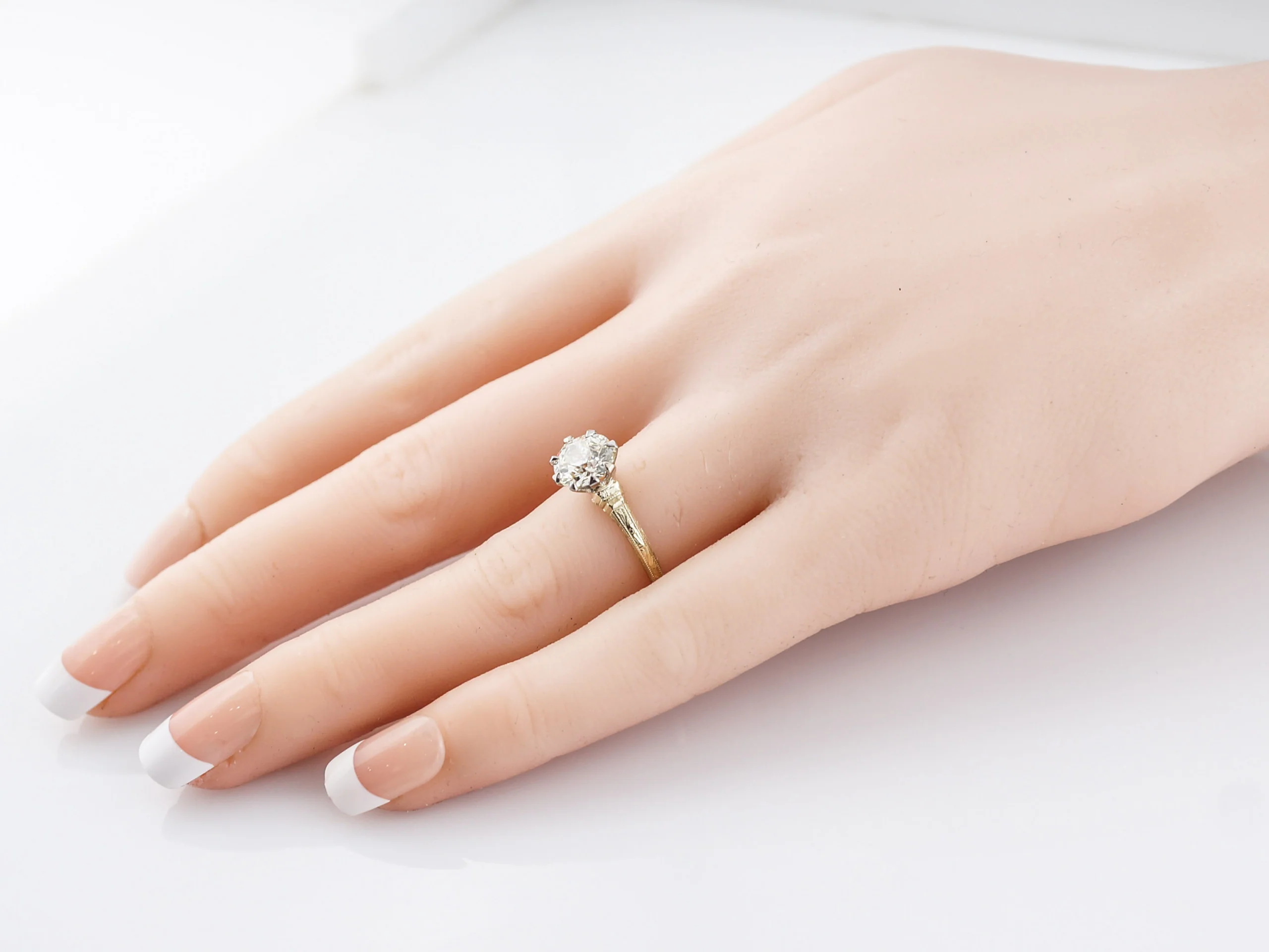 Antique Engagement Ring Art Deco 1.44 Old European Cut Diamond in 14k Yellow Gold - Image 7