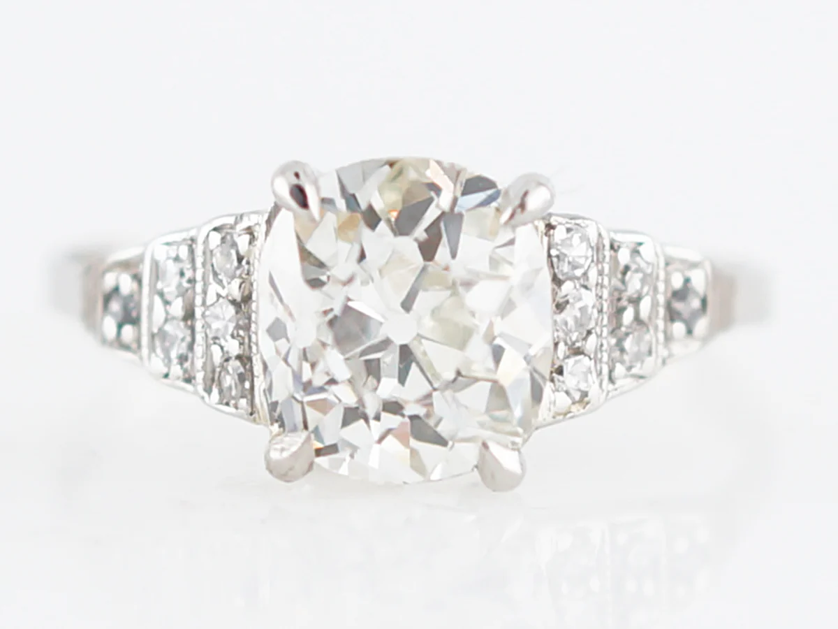 Antique Engagement Ring Art Deco 1.48 Cushion Cut Diamond in Platinum (Copy) - Image 2