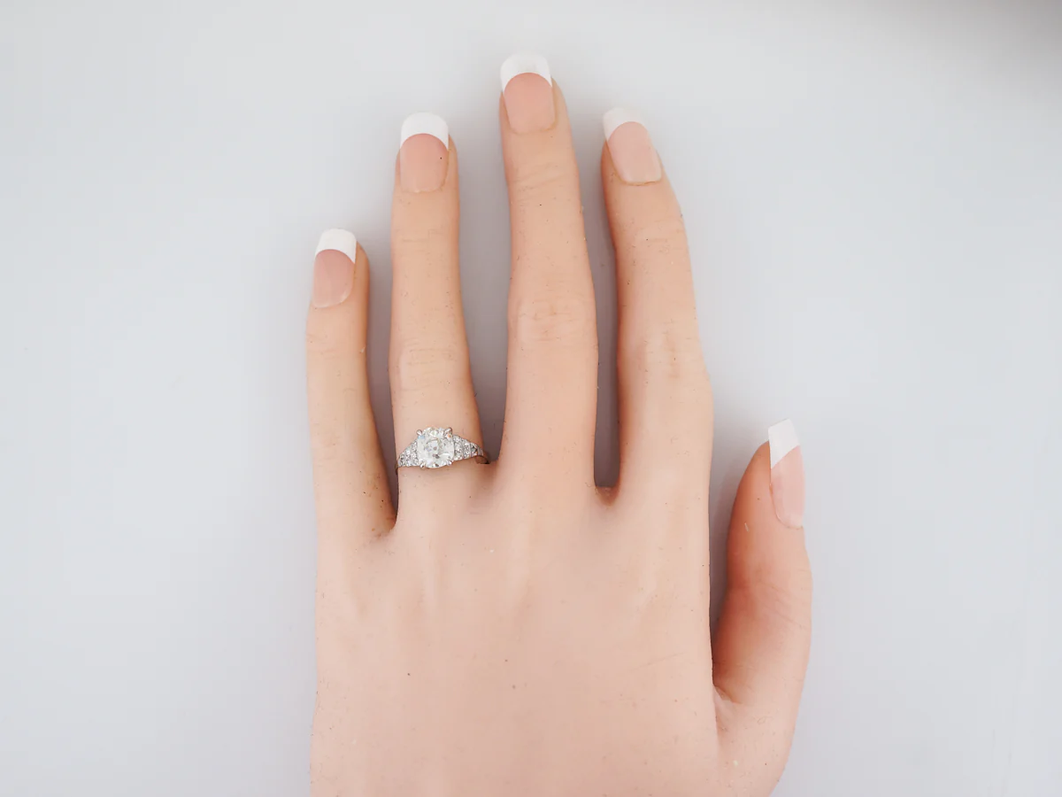 Antique Engagement Ring Art Deco 1.48 Cushion Cut Diamond in Platinum (Copy) - Image 7