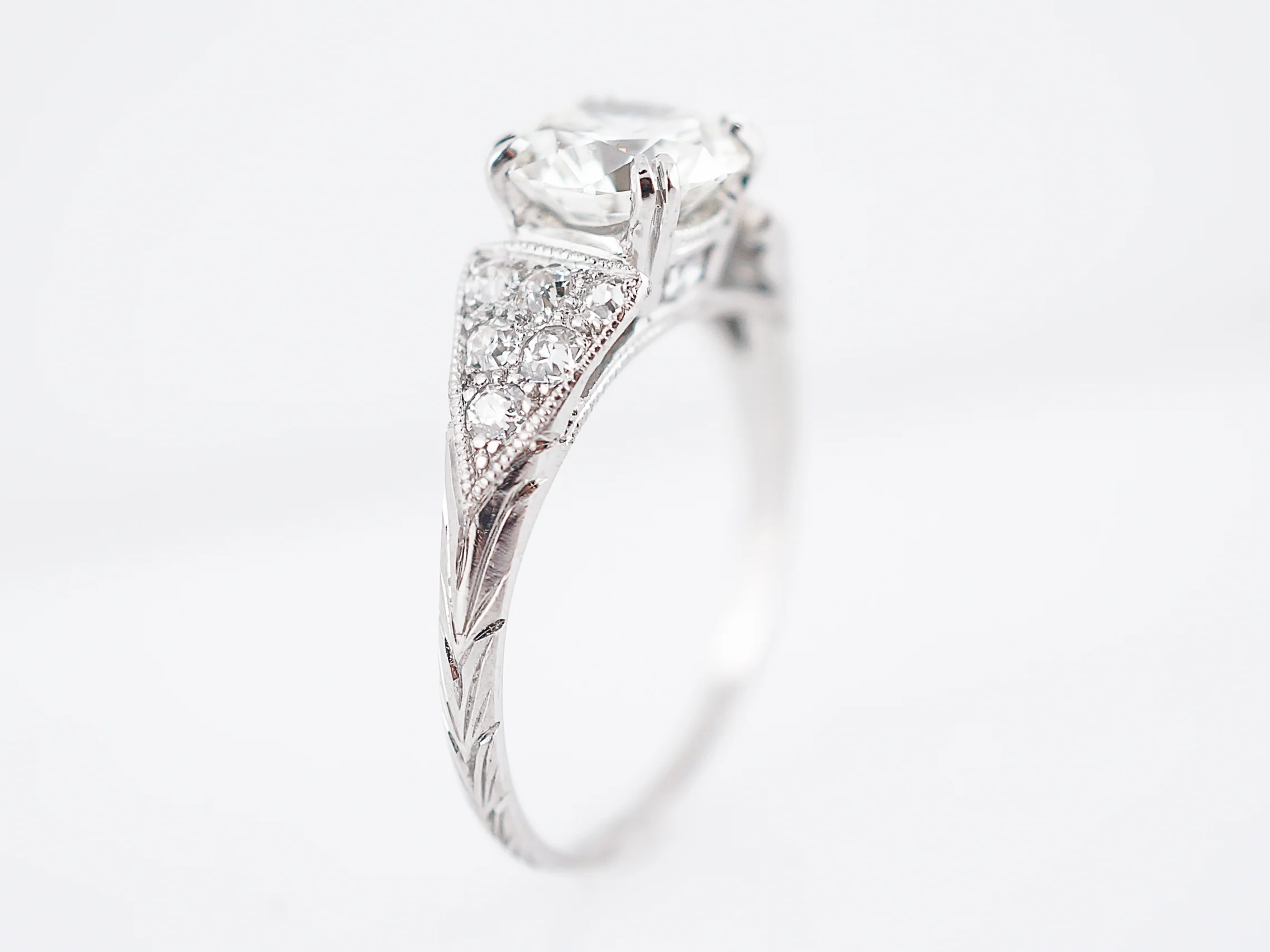 Antique Engagement Ring Art Deco 1.50 GIA Certified Round Brilliant Cut Diamond in Platinum - Image 5