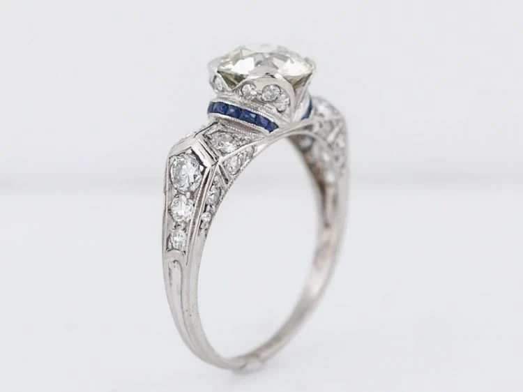 Antique Engagement Ring Art Deco 1.50 Transitional Cut Diamond in Platinum - Image 5
