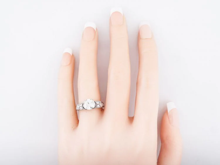Antique Engagement Ring Art Deco 1.50 Transitional Cut Diamond in Platinum - Image 7