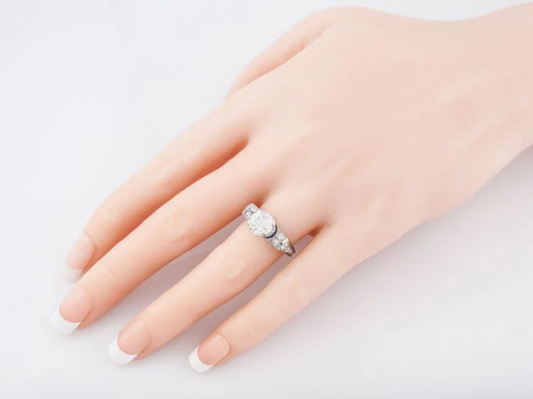 Antique Engagement Ring Art Deco 1.50 Transitional Cut Diamond in Platinum - Image 8