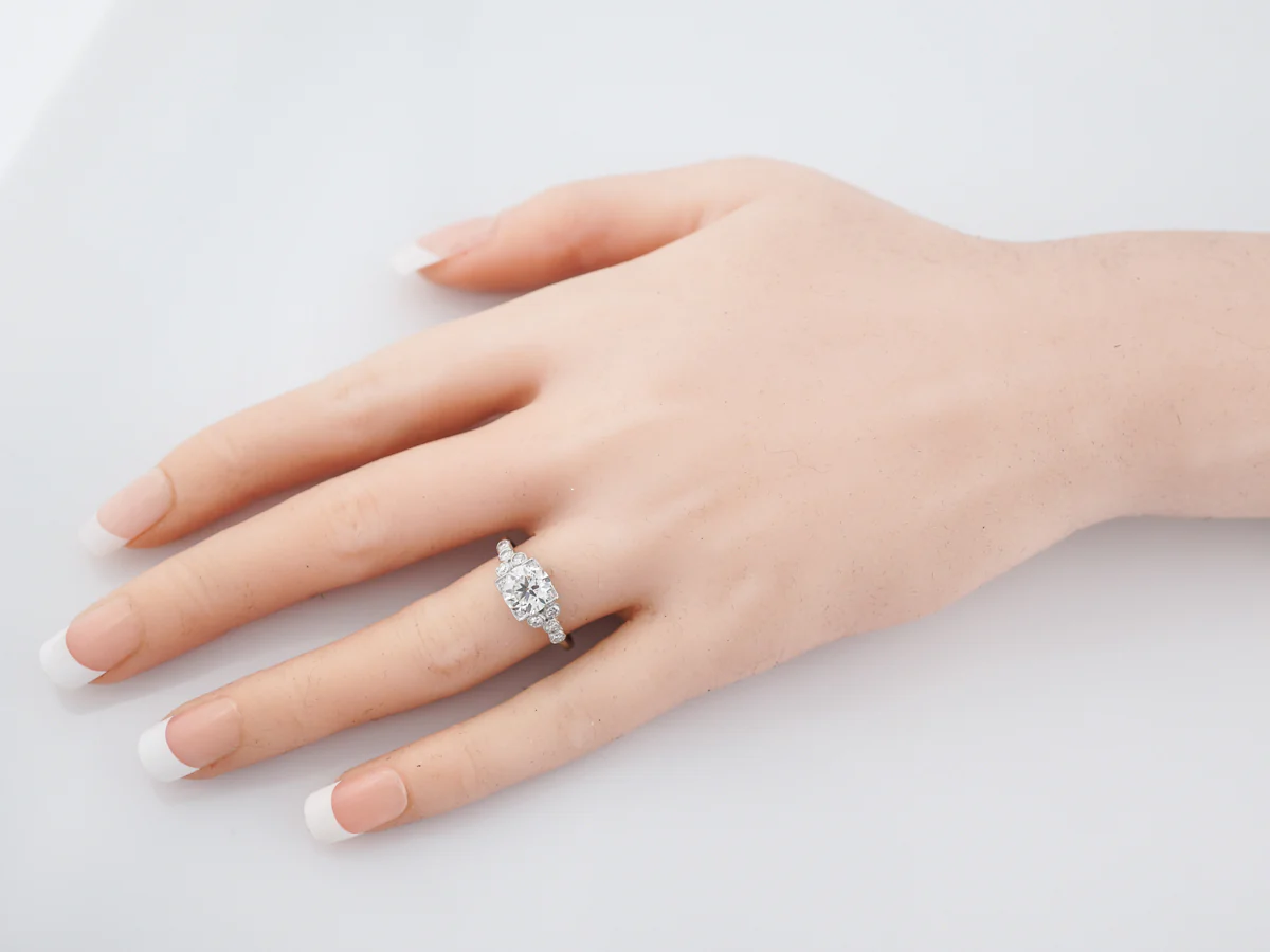 Antique Engagement Ring Art Deco 1.53 Old European Cut Diamond in Platinum - Image 6