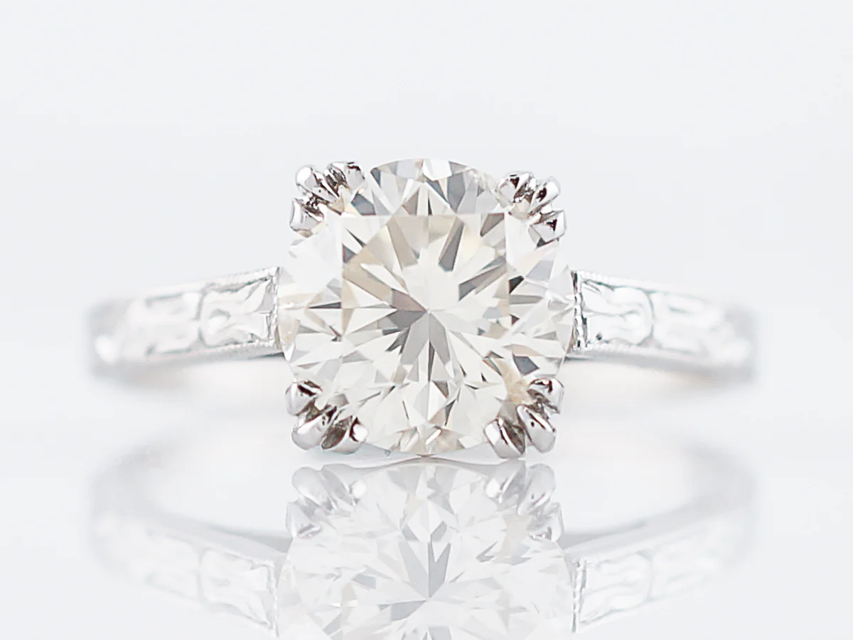 Antique Engagement Ring Art Deco 1.55 Round Brilliant Cut Diamond in Platinum