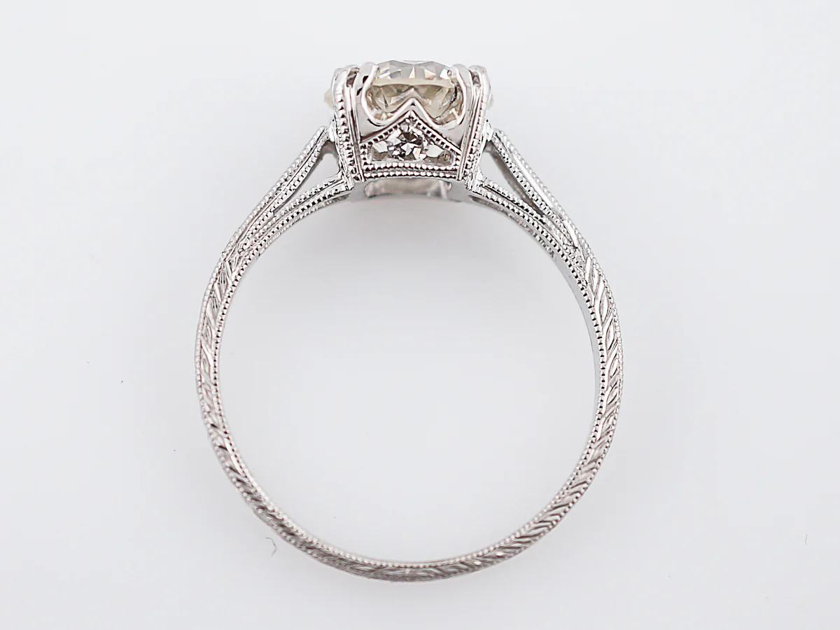 Antique Engagement Ring Art Deco 1.55 Round Brilliant Cut Diamond in Platinum - Image 6