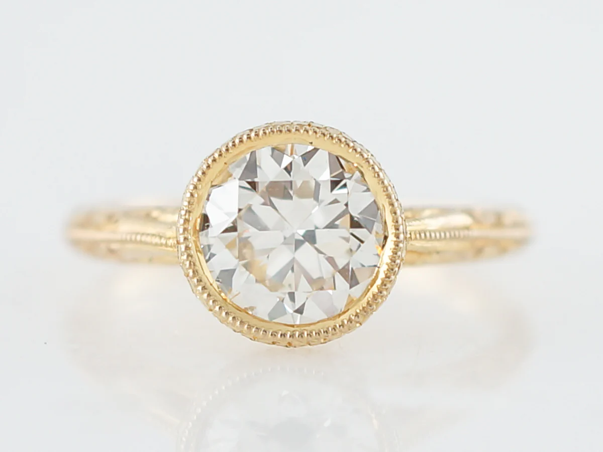 Antique Engagement Ring Art Deco 1.61 Old European Cut Diamond in 14k Yellow Gold