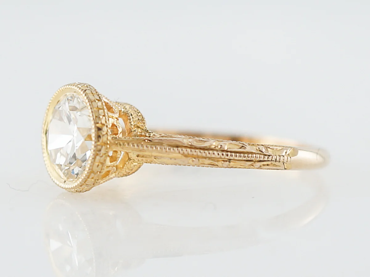 Antique Engagement Ring Art Deco 1.61 Old European Cut Diamond in 14k Yellow Gold - Image 2