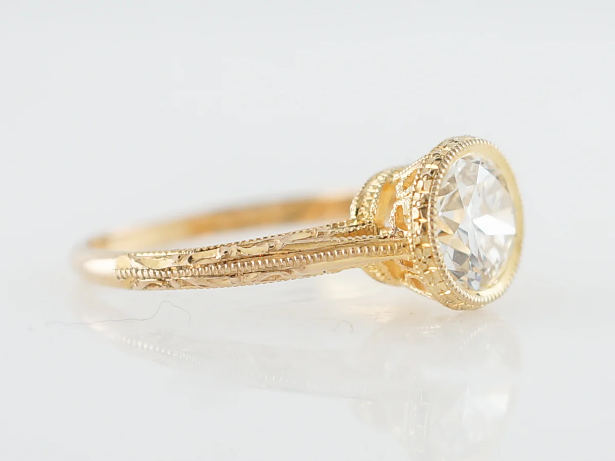 Antique Engagement Ring Art Deco 1.61 Old European Cut Diamond in 14k Yellow Gold - Image 3