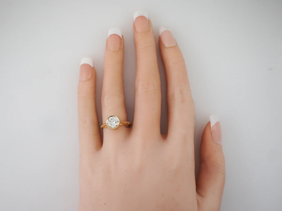 Antique Engagement Ring Art Deco 1.61 Old European Cut Diamond in 14k Yellow Gold - Image 6