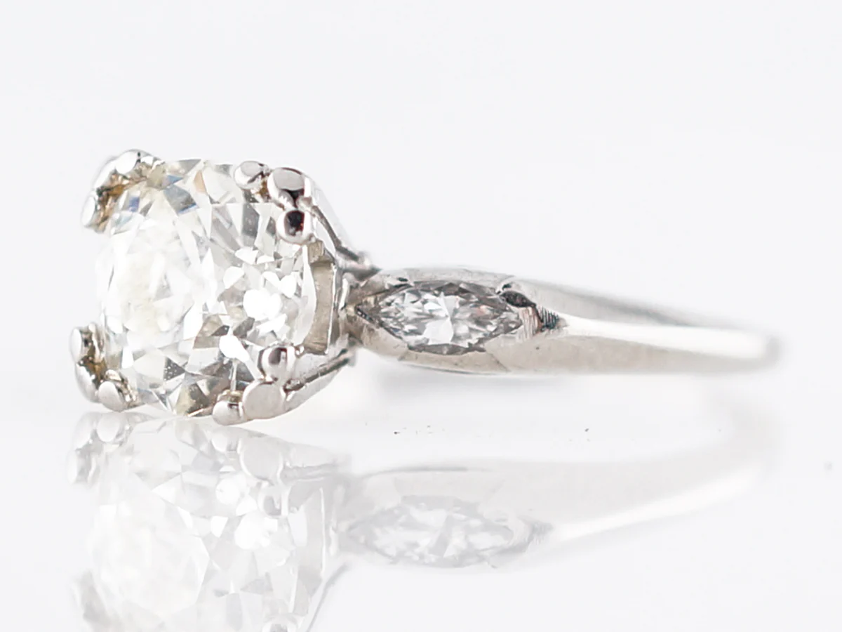 Antique Engagement Ring Art Deco 1.63 Old European Cut Diamond in Platinum - Image 2