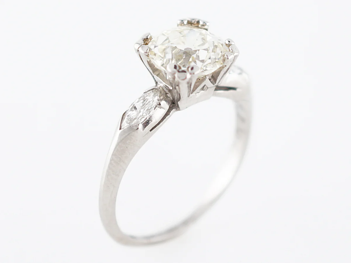 Antique Engagement Ring Art Deco 1.63 Old European Cut Diamond in Platinum - Image 4