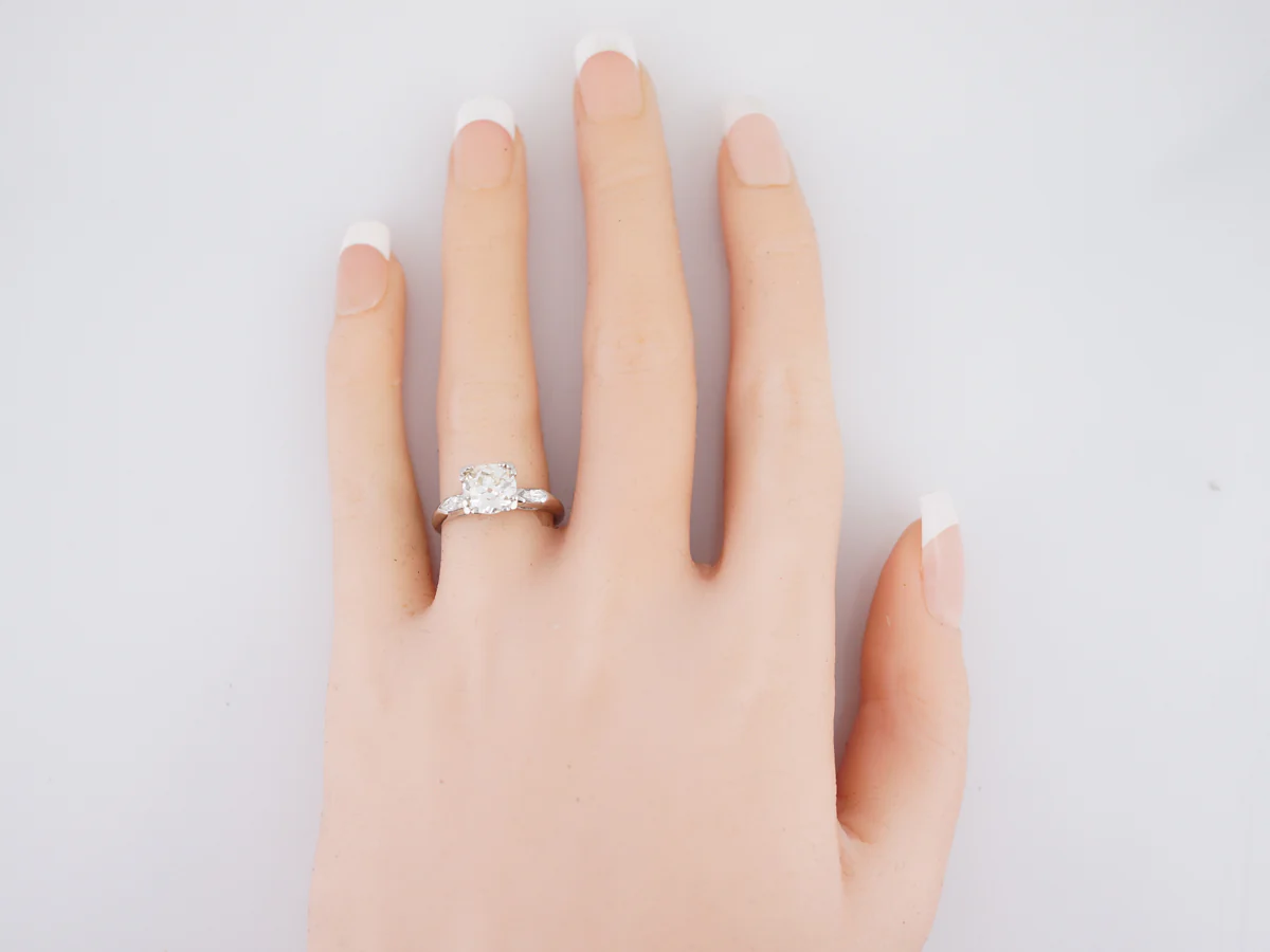 Antique Engagement Ring Art Deco 1.63 Old European Cut Diamond in Platinum - Image 7