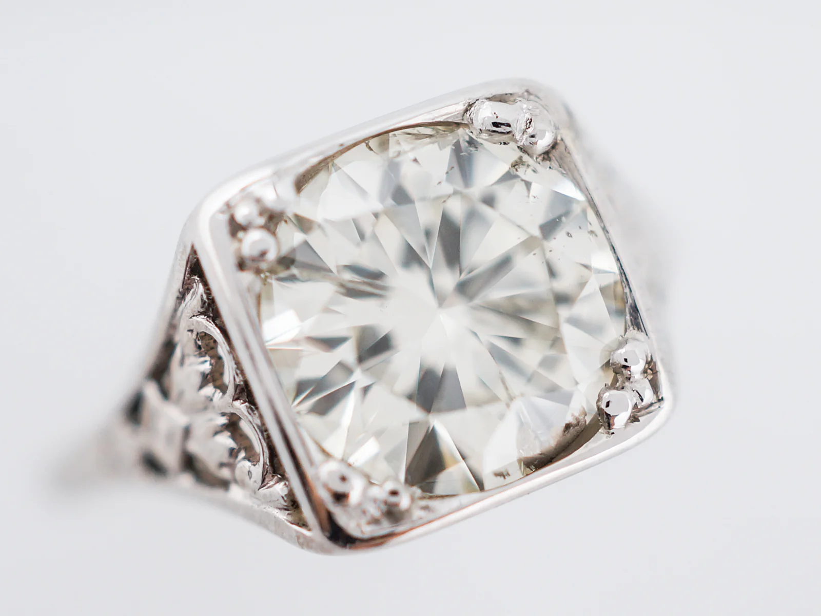 Antique Engagement Ring Art Deco 1.84 Round Brilliant Cut Diamond in 14k White Gold - Image 4