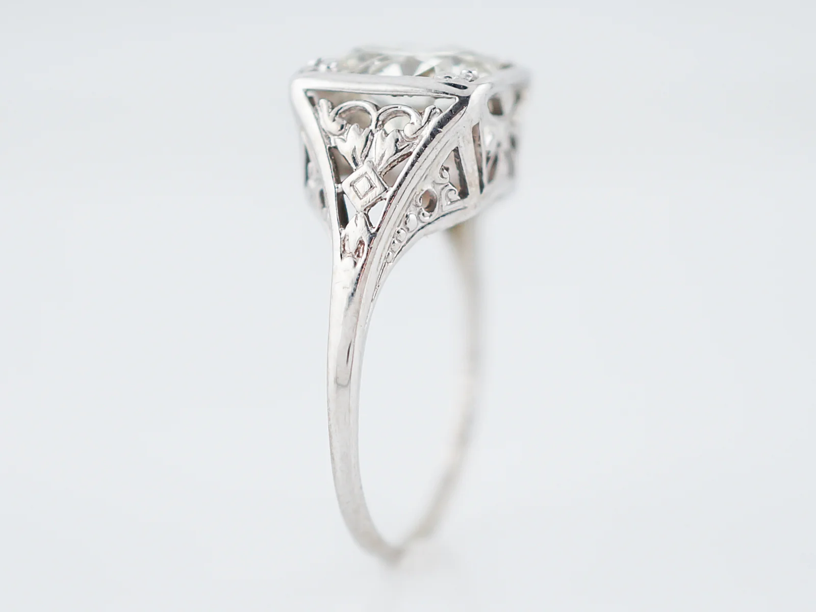 Antique Engagement Ring Art Deco 1.84 Round Brilliant Cut Diamond in 14k White Gold - Image 5
