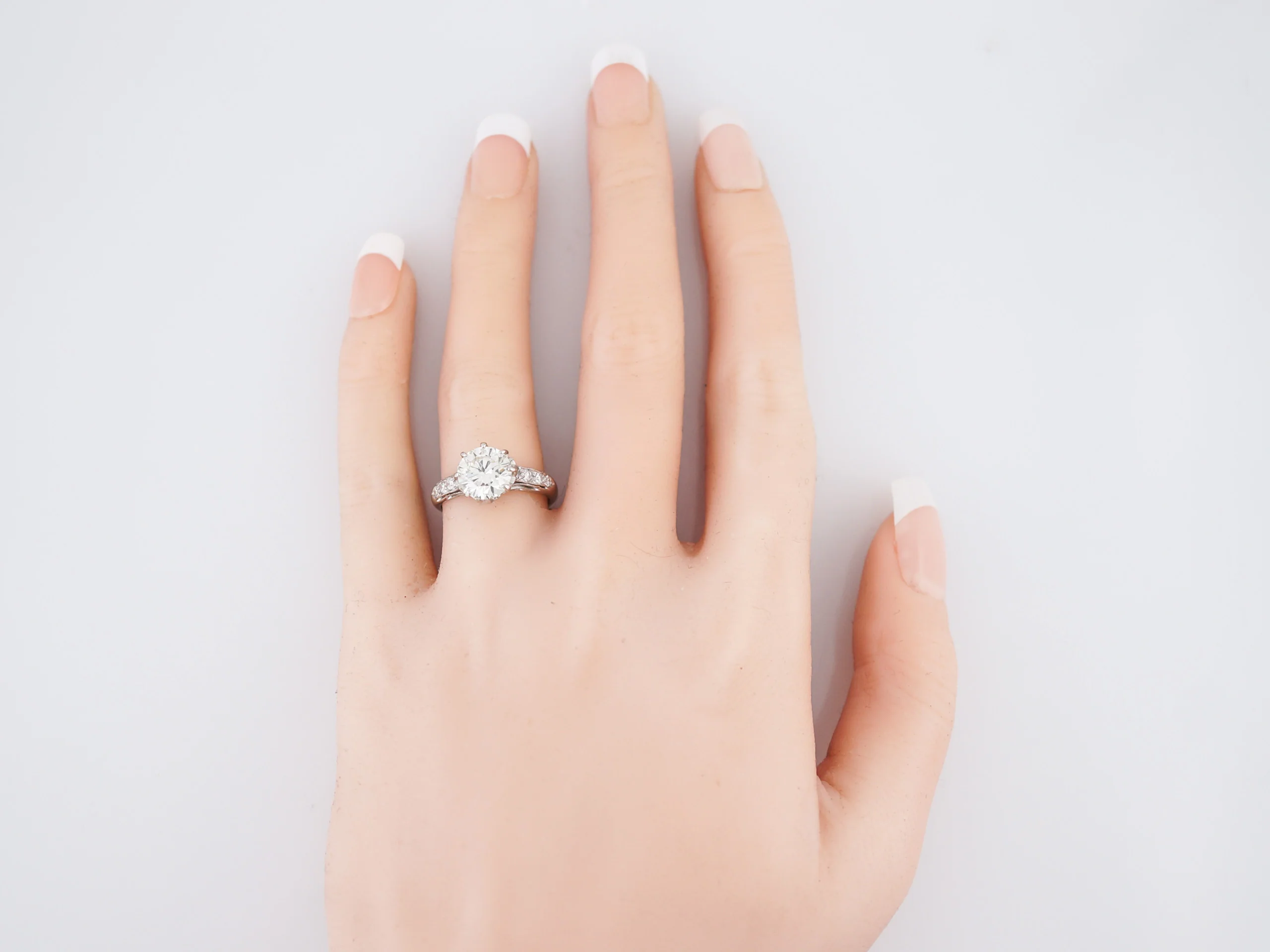 Antique Engagement Ring Art Deco 1.88 Round Brilliant Cut Diamond in Platinum - Image 6