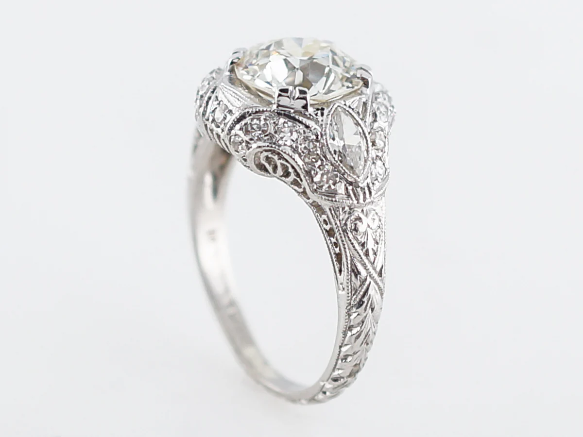 Antique Engagement Ring Art Deco 1.97 GIA Round Brilliant Cut Diamond in Platinum - Image 5