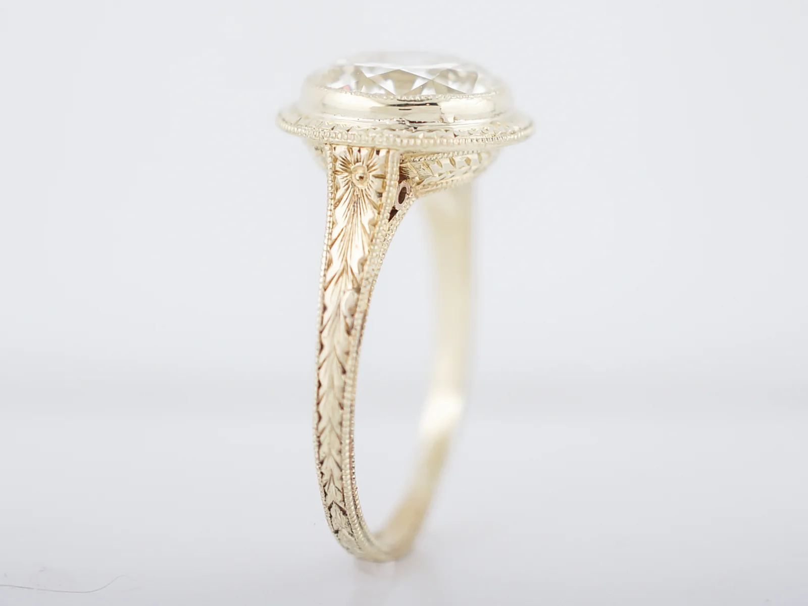 Antique Engagement Ring Art Deco 2.59 Round Brilliant Cut Diamond in 14K in Yellow Gold - Image 5