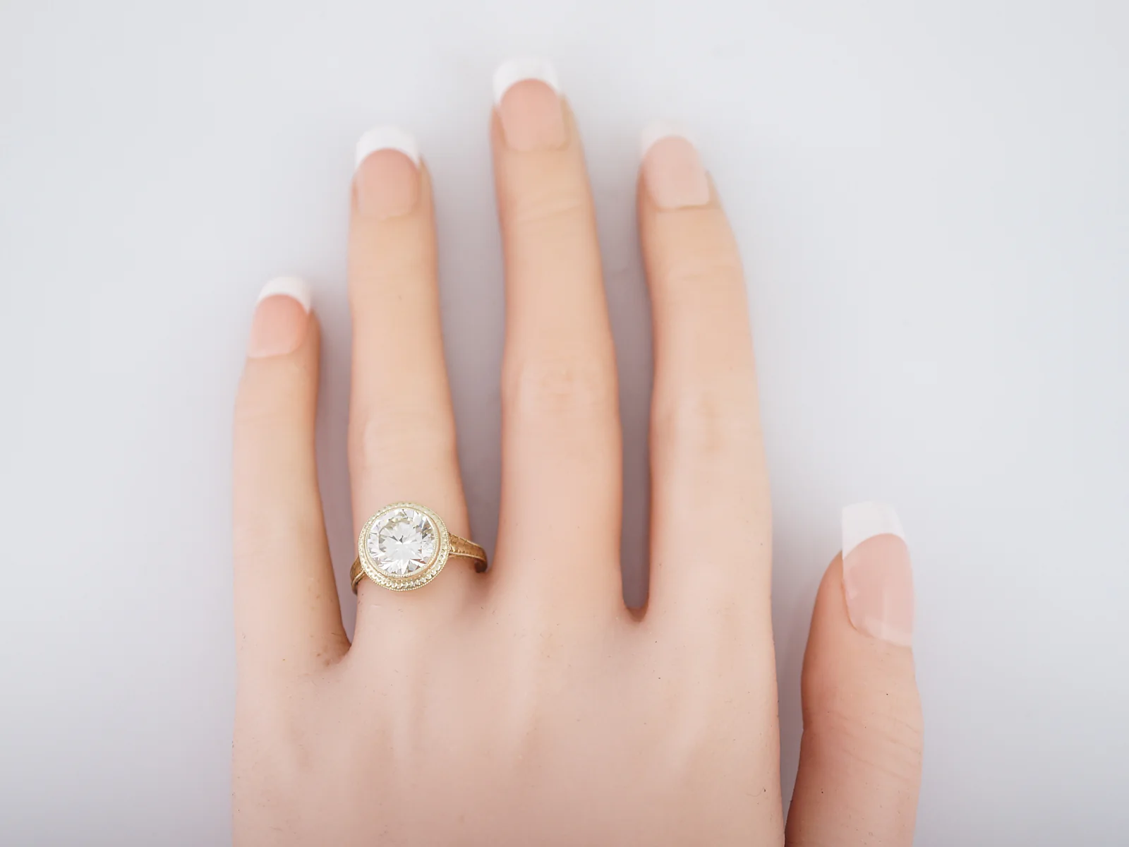 Antique Engagement Ring Art Deco 2.59 Round Brilliant Cut Diamond in 14K in Yellow Gold - Image 6