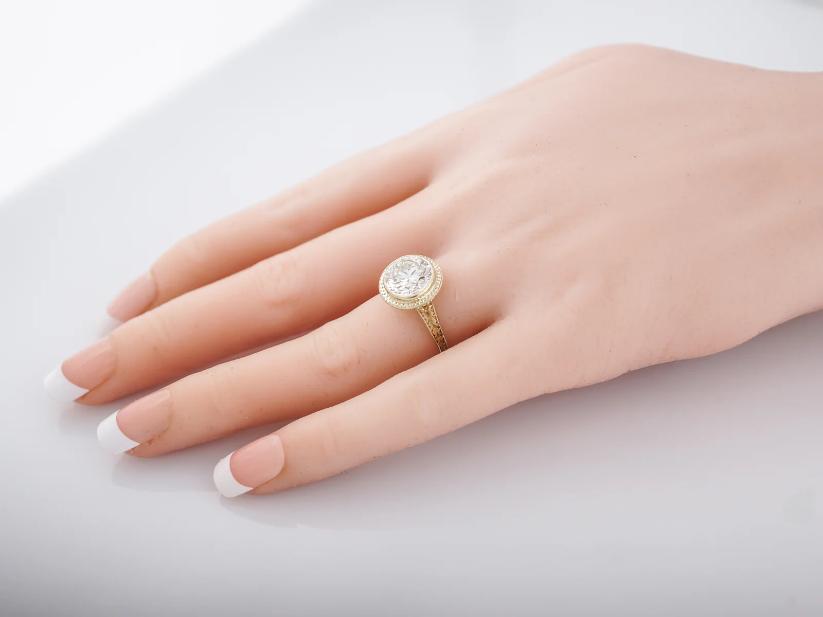Antique Engagement Ring Art Deco 2.59 Round Brilliant Cut Diamond in 14K in Yellow Gold - Image 7