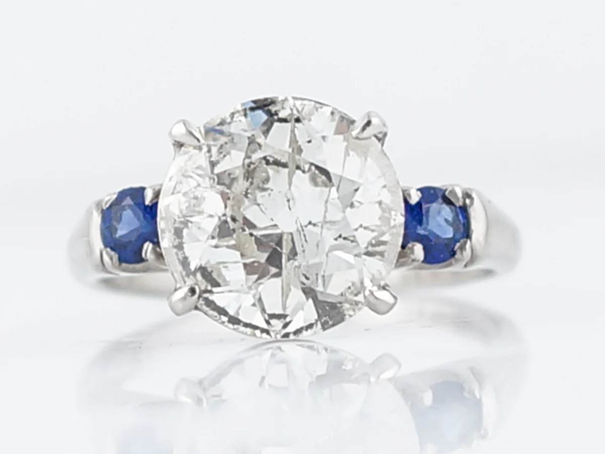 Antique Engagement Ring Art Deco 2.86 Old European Cut Diamond in Platinum
