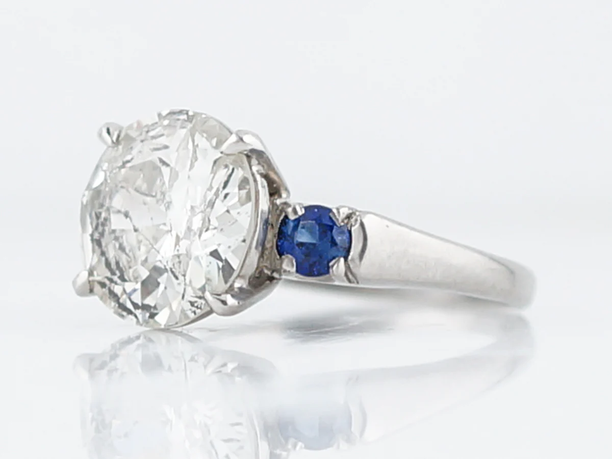 Antique Engagement Ring Art Deco 2.86 Old European Cut Diamond in Platinum - Image 2