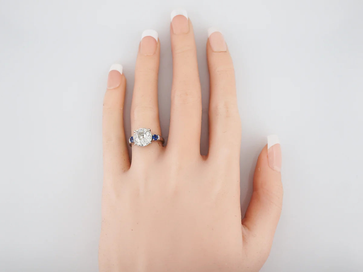 Antique Engagement Ring Art Deco 2.86 Old European Cut Diamond in Platinum - Image 6