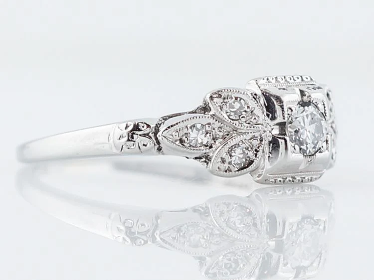 Antique Engagement Ring Art Deco .20 Old European Cut Diamond in 18k White Gold - Image 3