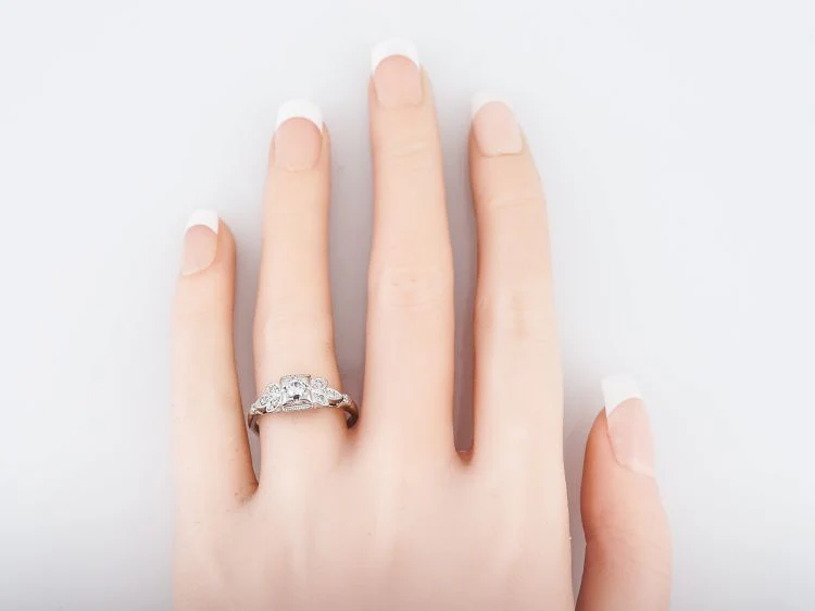 Antique Engagement Ring Art Deco .20 Old European Cut Diamond in 18k White Gold - Image 6