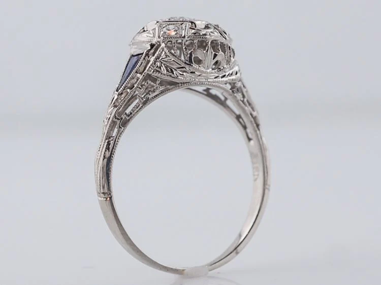 Antique Engagement Ring Art Deco .20 Transitional Cut Diamond in 18k White Gold - Image 5