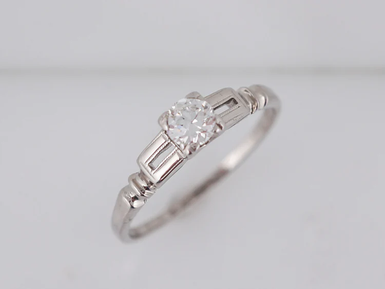 Antique Engagement Ring Art Deco .25ct Old European Cut Diamond in 18k White Gold - Image 4