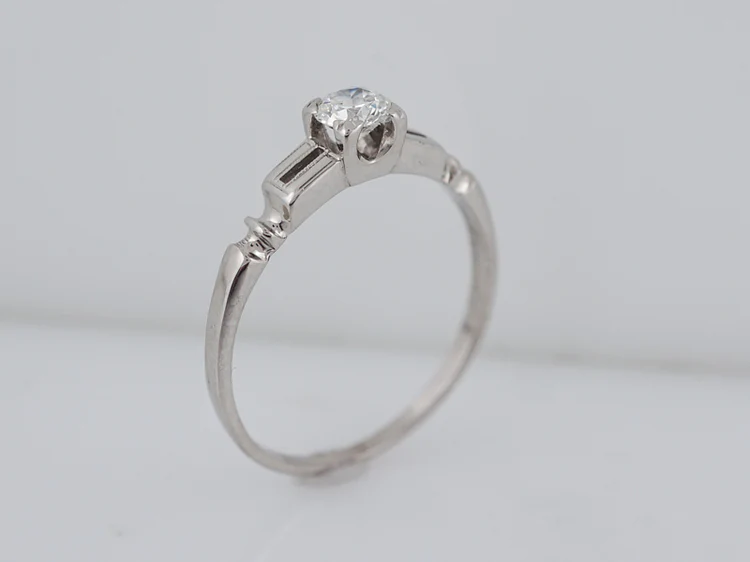 Antique Engagement Ring Art Deco .25ct Old European Cut Diamond in 18k White Gold - Image 5