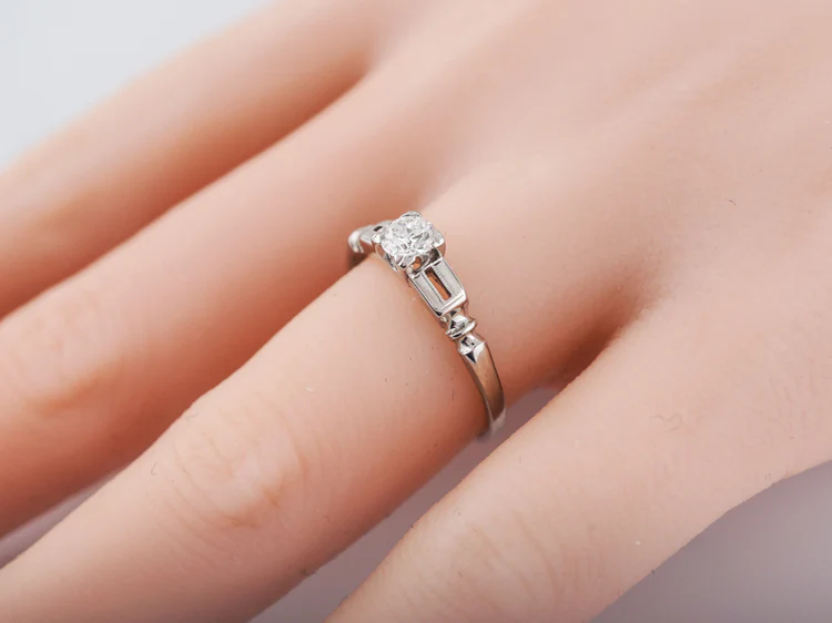 Antique Engagement Ring Art Deco .25ct Old European Cut Diamond in 18k White Gold - Image 8