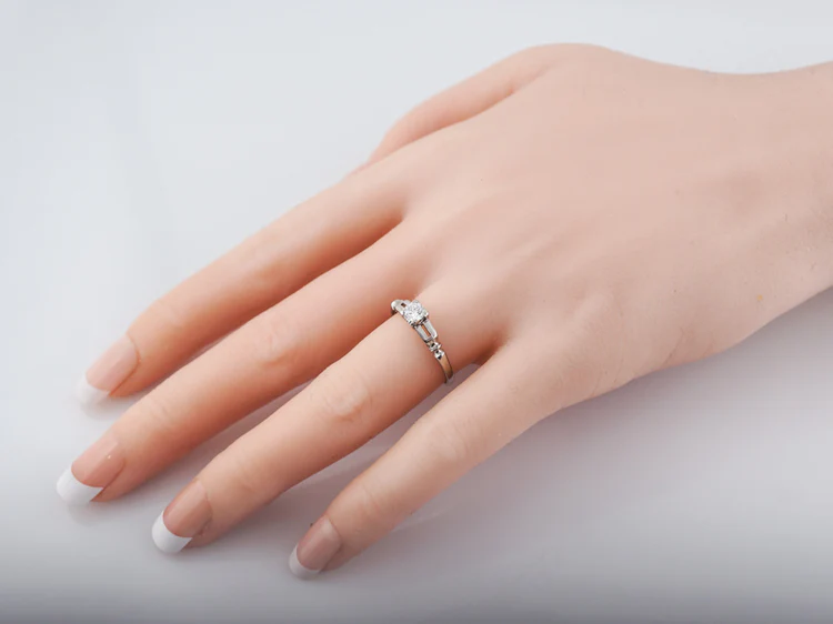 Antique Engagement Ring Art Deco .25ct Old European Cut Diamond in 18k White Gold - Image 9