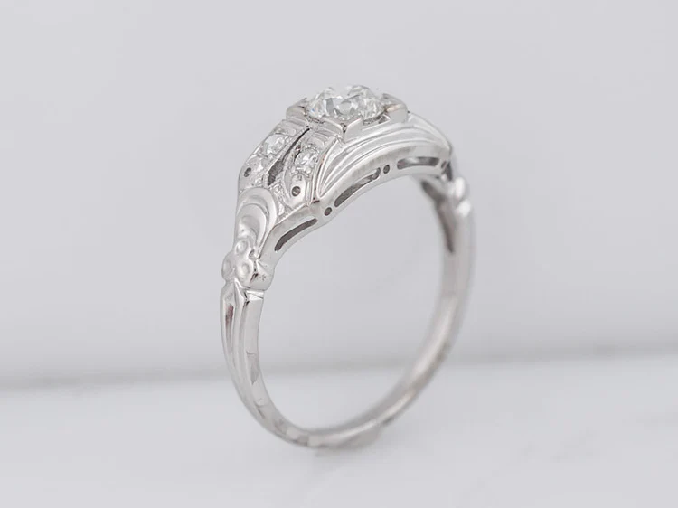 Antique Engagement Ring Art Deco .25ct Old European Cut Diamond in 18k White Gold - Image 6