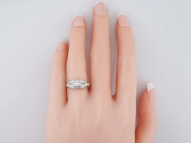 Antique Engagement Ring Art Deco .25ct Old European Cut Diamond in 18k White Gold - Image 8