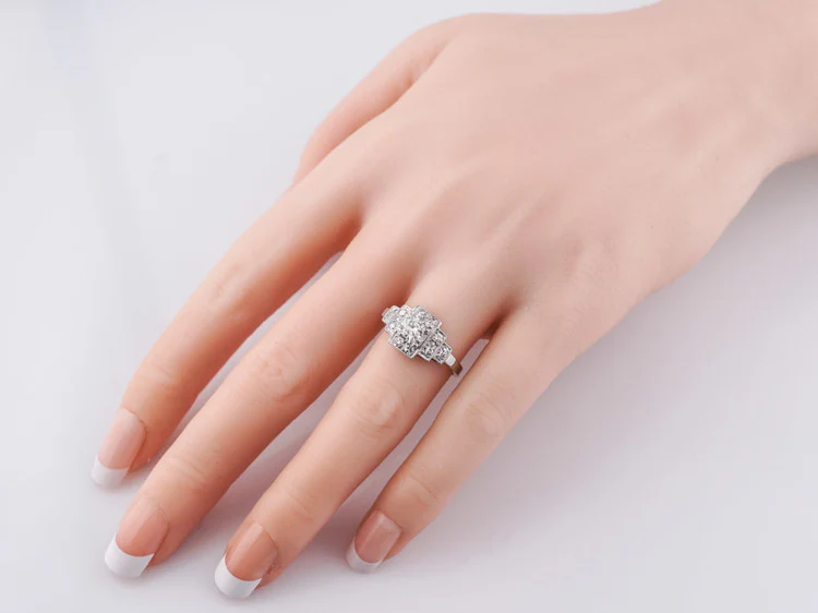 Antique Engagement Ring Art Deco .28ct Transitional Cut Diamond in Platinum - Image 10